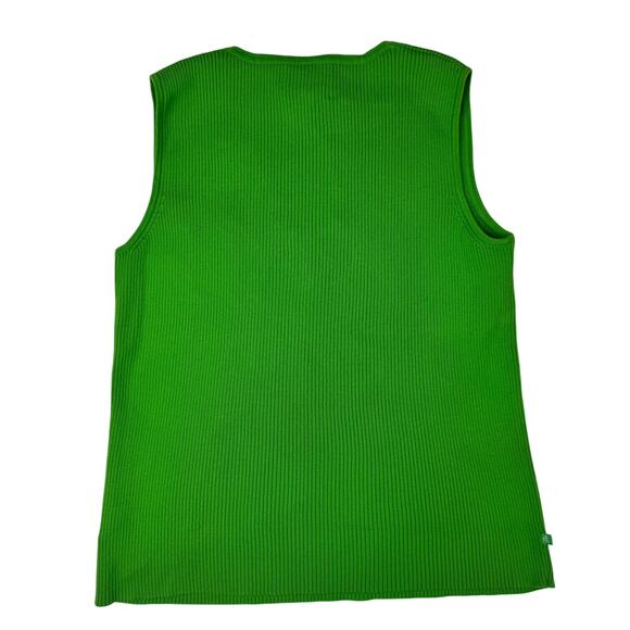 Lauren Ralph Lauren Sleeveless Top V-Neck Lime Green Women's Large Whimsy Y2K - Picture 2 of 16
